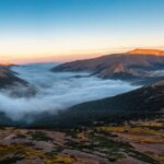 Fog during sunset on Jones Pass