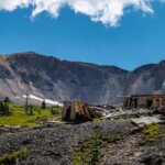 Old gold mine ruins on Imogene Pass San Juan Mountains